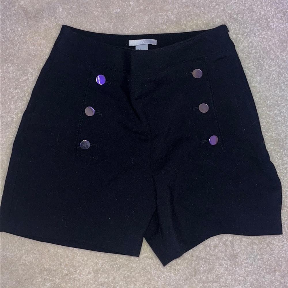 Gold button detail high-waisted shorts